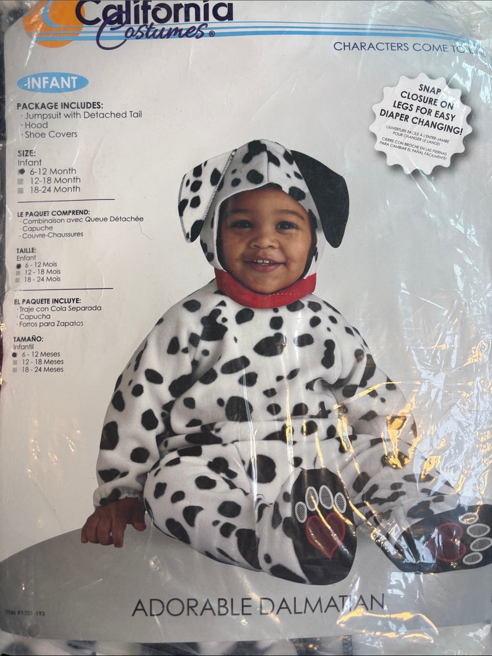 California Costumes Infant Dalmatian Costume - White and Black with Red Collar